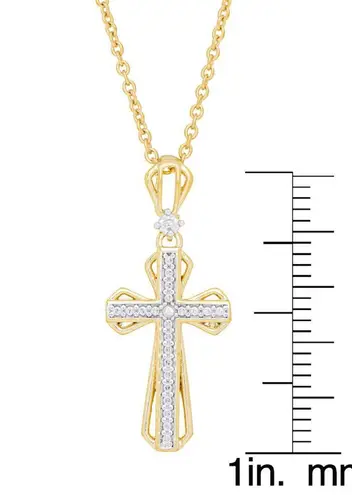 NWT Women’s Diamond Accent Cross Pendant Necklace Gold