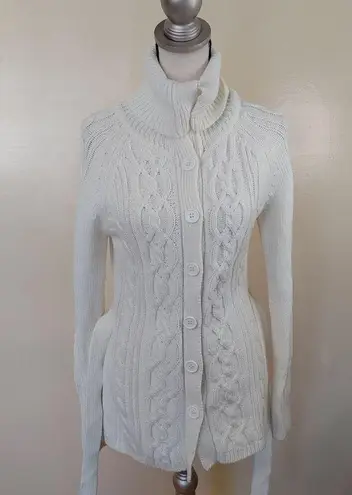 it's our time Size Medium M Long Sweater Tie Comfy Knit Button Long Sleeve Ivory