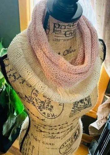 Handmade Pink and Cream Knit Cowl Neck