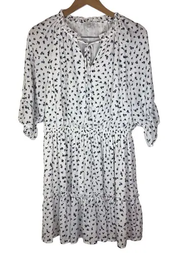 VOY Womens Lined Floral Blue White Dress Size Large Spring Summer Comfy Blue