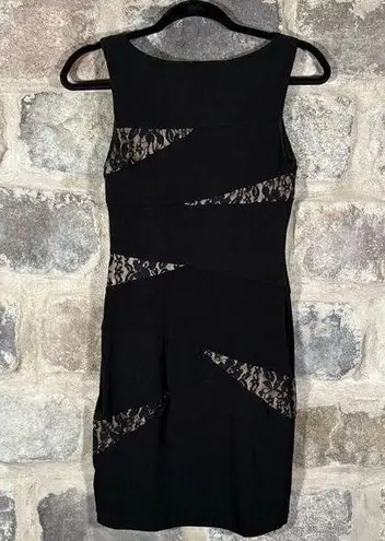 Bisou Bisou Black Lace Bodycon Dress Sz 6 Sleeveless Cocktail Mini Party Bodycon