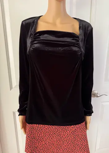 ANATOMIE Calliope Stretch Velvet Top in Black. MSRP $228 Black Size L
