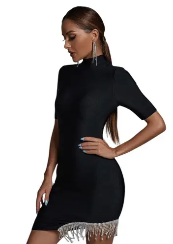BELLA BARNETT Mini Bandage Trendy Rhinestone Black Bodycon Dress Size M NWT Size M