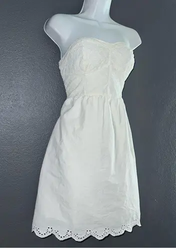 Xhilaration ivory White Eyelet Strapless Mini Sundress Dress Womens Large