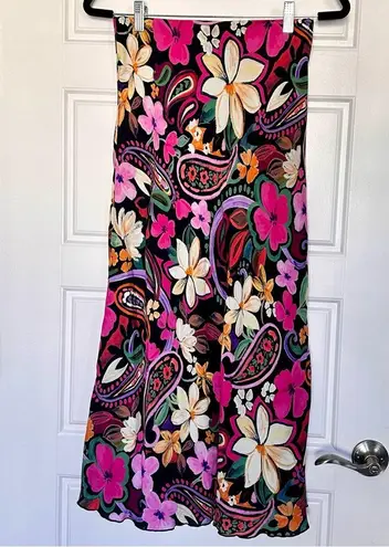 Fifteen Twenty Mia Bias Floral Midi Skirt, Black multi Size Small