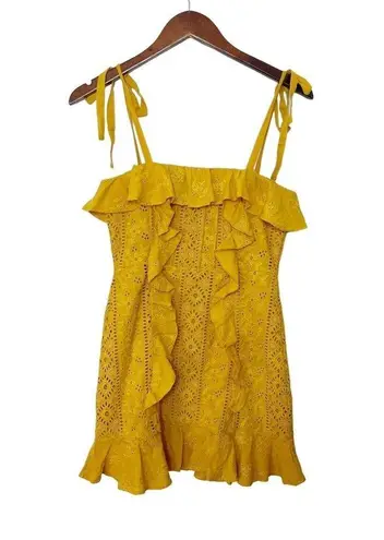 Majorelle  Mara Mini Dress Gold Horizon Flounce Trim Revolve Women’s Size XXS