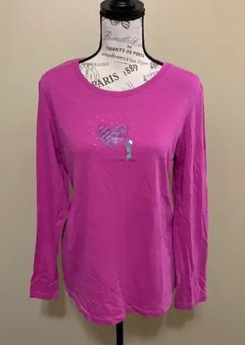 Hue Pink Long Sleeve Large Sleepwear Pajama Top