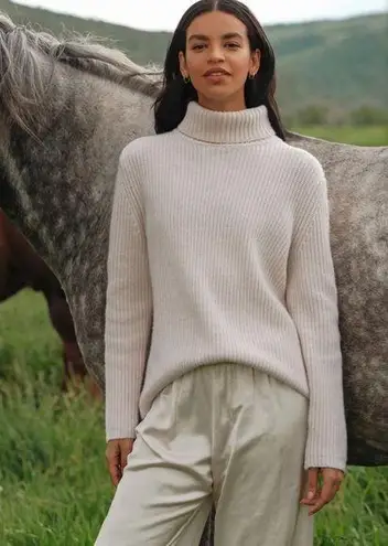 Jenni Kayne 100% Cashmere Turtleneck Ivory Size Small