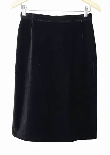 Weekend Max Mara Black Corduroy Pencil Skirt US 4 Stretch Back Slit Quiet Luxury
