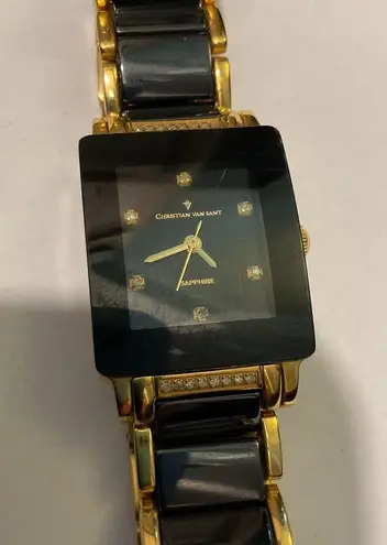 Christian Van Sant Sapphire Black & Gold Women’s Watch