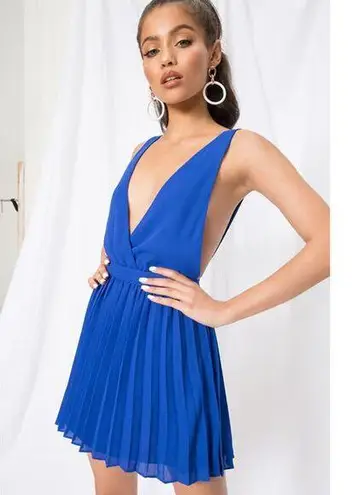 superdown Revolve  Cobalt Blue Sharona Pleated Mini Dress - Image 1