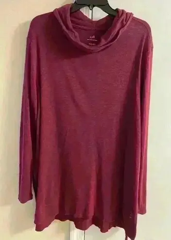J Jill pima‎ cowl neck tunic top 100% pima cotton long line Large Red - Image 1