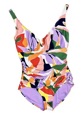 Anne cole NWT Colorful Tropical Plants Abstract One-Piece Beach Swimsuit