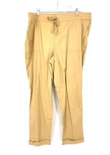 Torrid  Tie Front Poplin Pant Women's Size 2X Tall Elastic Back Waist Tan NEW