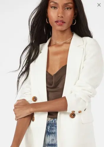 JustFab  Textured Double Breasted Blazer in White Size Small Women's