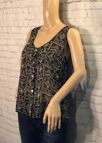 B Jewel B. Jewel Semi-Sheer Tank Top Lace Inset M