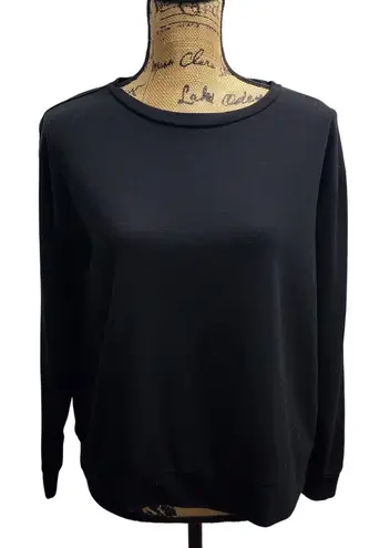 Flora Black Long Sleeve Sweatshirt with Lace Trim Detail