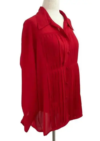 Esprit Women Size Small Vintage Red Button Up Shirt Collared 11-564