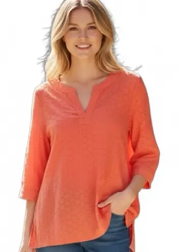 Solitaire SWIM CORAL ORANGE BEACH SUMMER SHORT TUNIC COVER TOP S