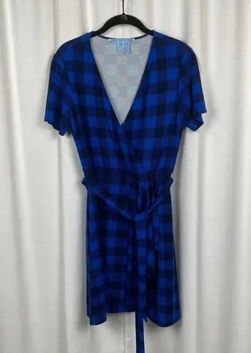 Draper James Blue Plaid Faux Wrap Mini Dress Sz.M