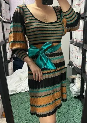 Arden B colorblock metallic knit dress