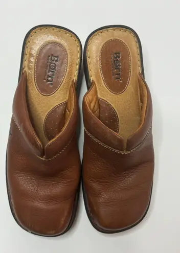 Born Shoes Born Brown Leather Clog Mules Size 9M