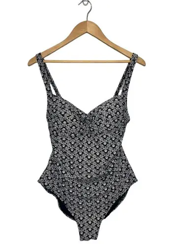 Nip Tuck Womens 10 Nautical Joanne Tummy Control Twist Front Swimsuit Navy