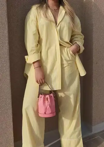 Yellow Striped Women's Jumpsuit Size L