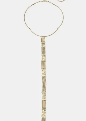 Stella & Dot Maui Gold Toned Mesh Chain Versatile Modern Statement Necklace