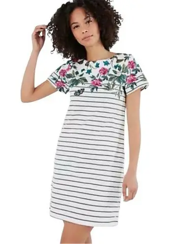 Joules Riviera Print Dress In Spring Wood Botanical White Size 6