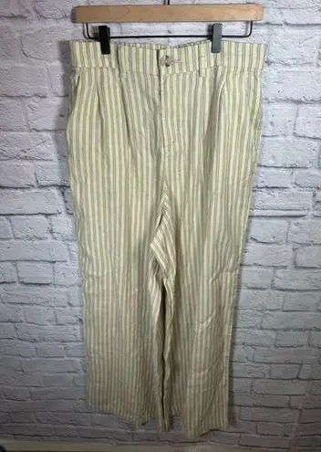 a.n.a  Striped Linen Blend cream color women’s wide leg pants size 10