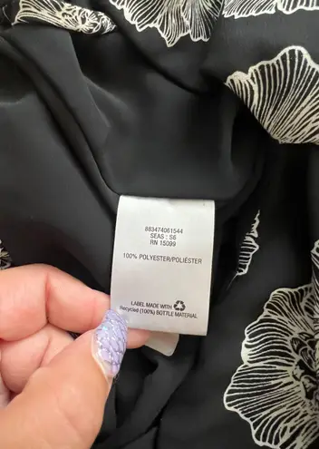 Metaphor Women Sleeveless Halter Black Floral Chiffon Top Blouse Size Medium