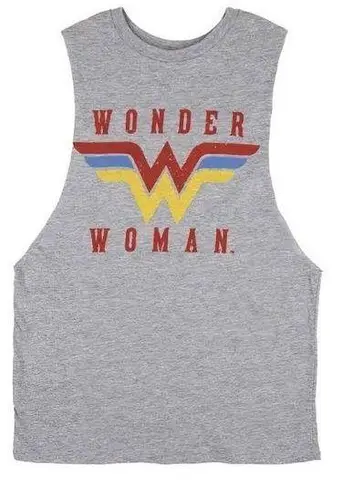 DC Comics Gray Sleeveless Wonder Woman Muscle Tee