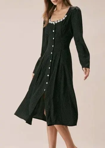 RIHOAS The Black U Neck Polka Dot Lace Midi Dress 3