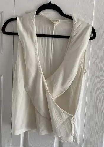 Alice + Olivia  Air Womens Medium Ivory White Silk‎ Faux Wrap Top