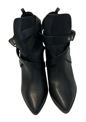 So Me size 10 black strappy buckles cutout ankle booties with 4.5 inch heels EUC