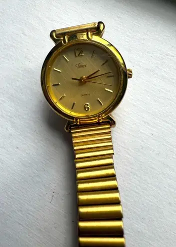 Timex Ladies Watch Vintage Gold-Tone Stainless Steel Stretch Band and Dial