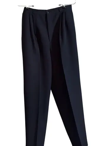 Jaclyn Smith Pleated Trouser Dress Pants Women's 12 Navy Blue Straight Leg Retro