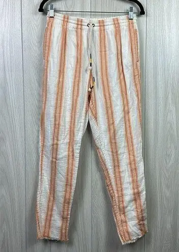 Faherty Womens Pants Small Cotton Topanga Clementine Serape Raw Hem Stripe Gauzy