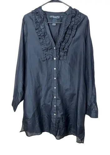 My Favorite Things Colleen Lopez Dress XL Black Silk Blend Ruffle Button Down‎ thumbnail 1