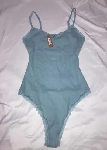 SKIMS Size Large Pointelle bodysuit sky blue NWT  LOGO