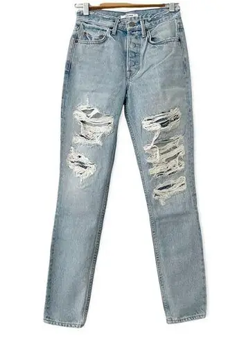 GRLFRND Jeans Womens 24 Blue Karolina High Rise Distressed Boho Grunge 90s Y2K