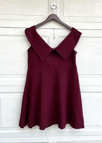 Eloquii NWT  Womens Dress Maroon Off The Shoulder Fit Flare V Neck Plus 18