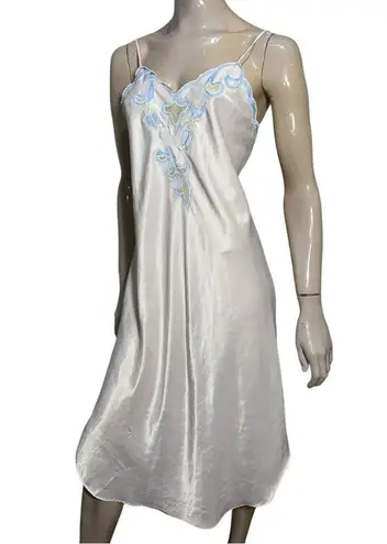 Natori Vintage Women’s Size S M Pale Pink Blue Lace Front Spaghetti Strap Gown