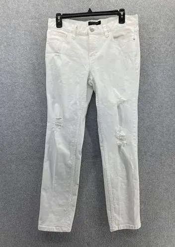 Banana Republic  Women's Boyfriend White Denim Jeans Size 6 Distressed Cotton