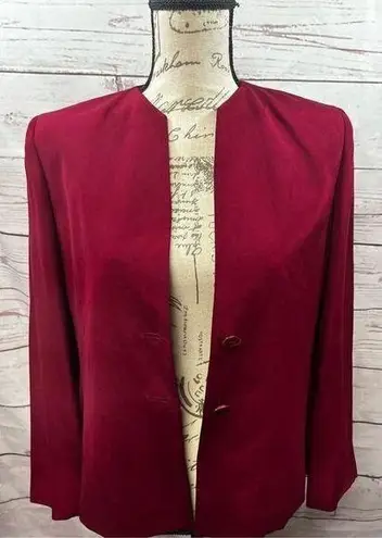 Kasper  ASL 8P red suit jacket - shell is 100% silk (#2016)