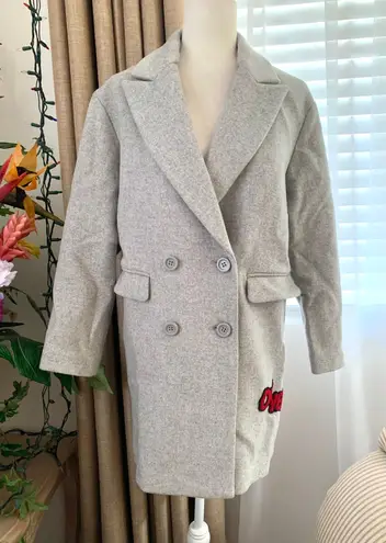 Ochirly Wool Blend "Hello! Oh! Yeah" Coat in Light Gray