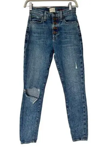 Alice + Olivia  Denim Distressed High Rise Skinny Jean Medium Wash Blue Womens 25