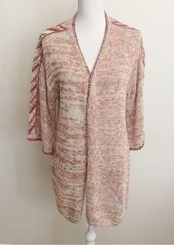 Soft Surroundings Multicolor Marled 1/2 Sleeve Open Cardigan Size L