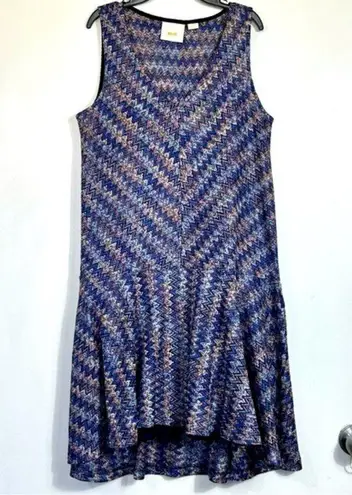 Maeve  byAnthropologie - Westwater Knit Chevron Blue Dress Drop Waist- Size Small